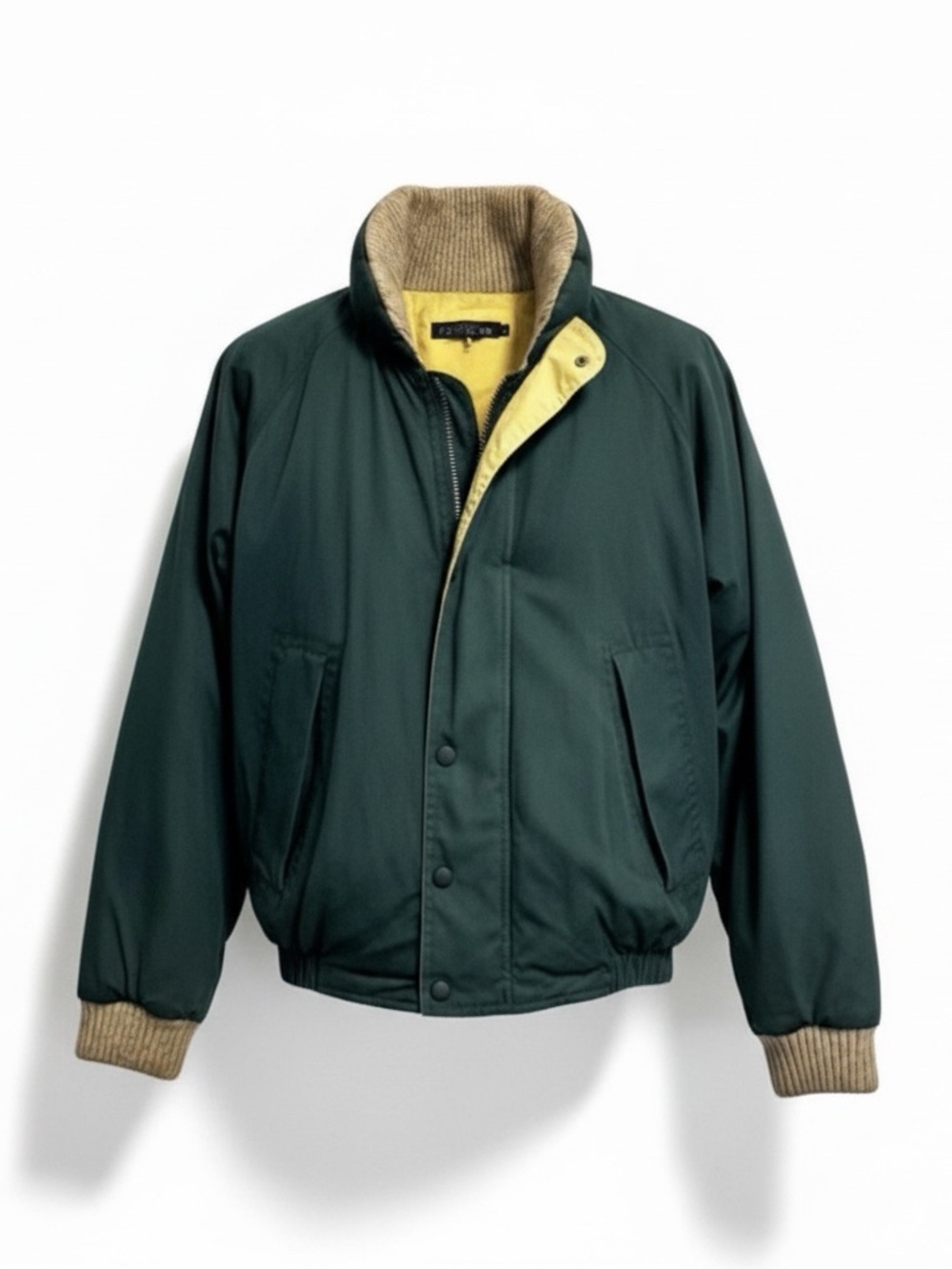 VTG Men’s Nautica Goose Down Puffer Coat | Green | Leather Arm Patches | Large